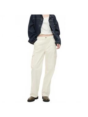 Gap Mid Rise Corduroy '90s Loose Cargo Pants Ivory Beige Frost NWT Size 31 Long